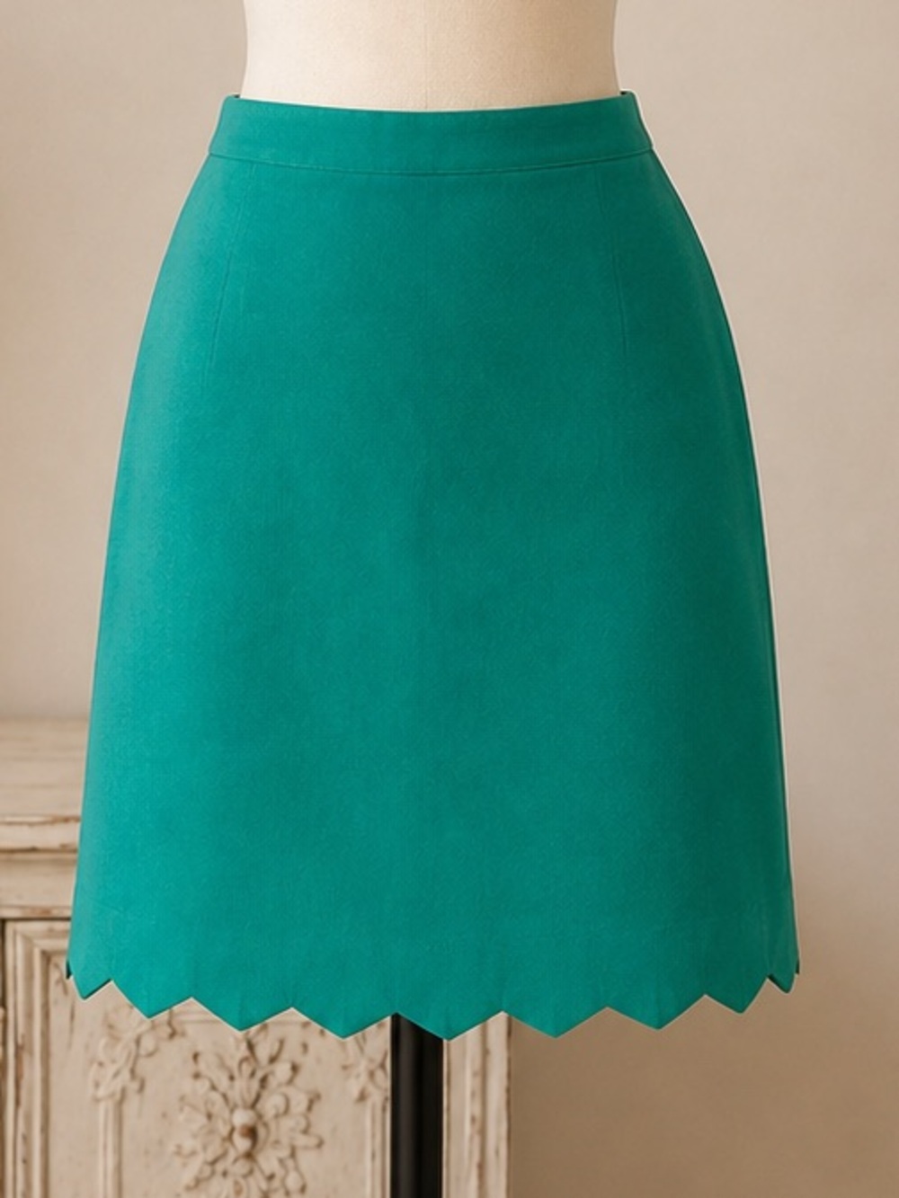 J. Crew Teal Scalloped Hem A-Line Skirt